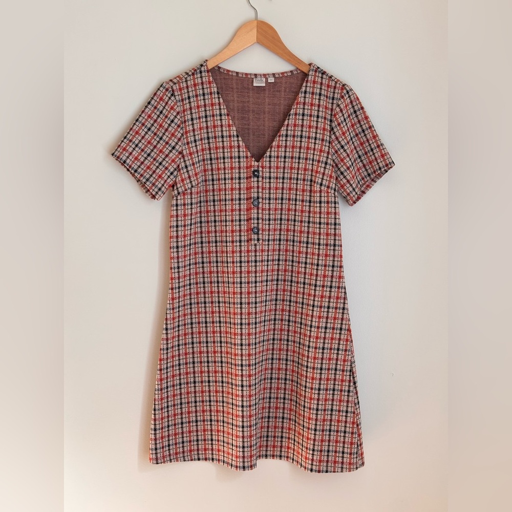 Simons Orange Cream Buttoned A-Line Mini Dress